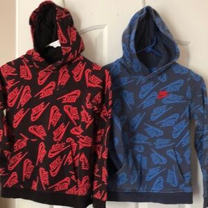 Nike Kids' Red and Blue Logo Hoodies
